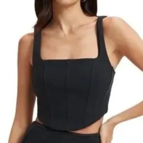 NWT Good American Black Compressive Terry Corset Tank Small - Picture 7 of 7